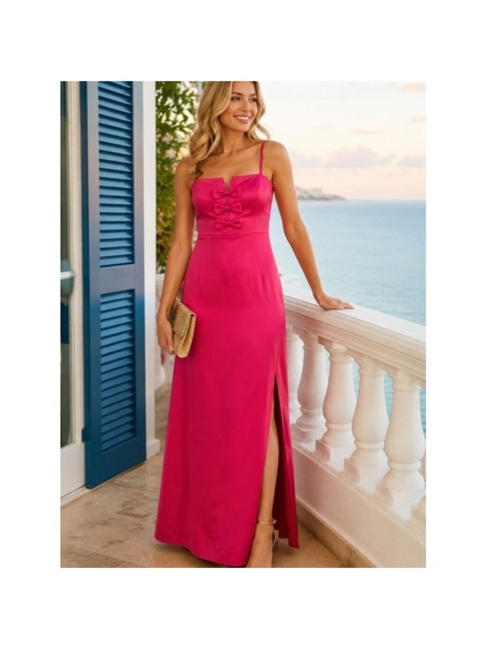 LILLY PULITZER Satin Jean Maxi Dress Raspberry Rouge Size 12 NEW